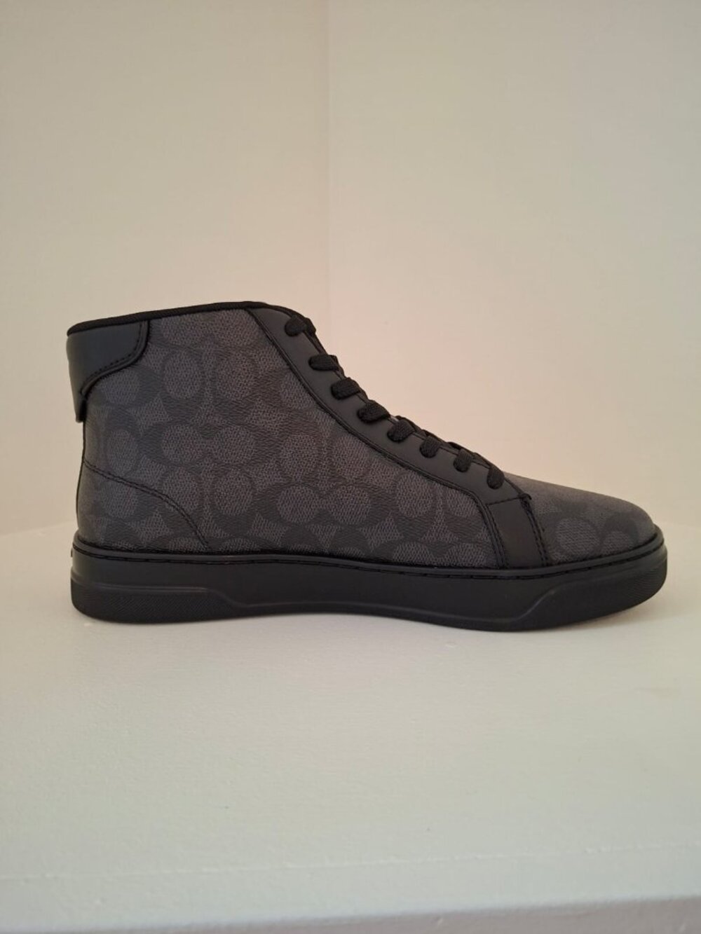 Coach High Line High Top Sneakers Signature Canvas Graphite Black Men's Size 10